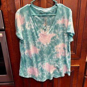 Aeropostale Blue Tie-dye V T-Shirt Size XL NWT